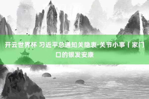 开云世界杯 习近平总通知关隐衷·关节小事丨家门口的银发安康