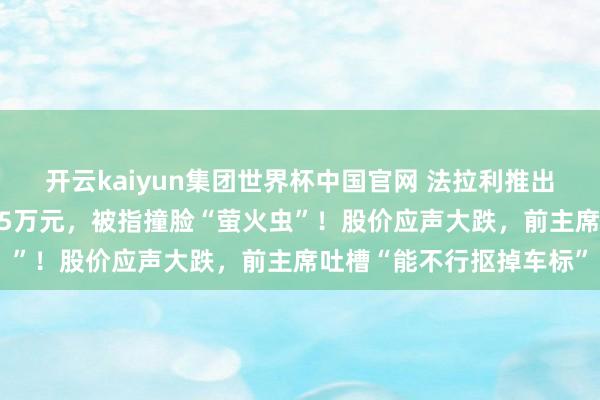 开云kaiyun集团世界杯中国官网 法拉利推出首款纯电动车，订价435万元，被指撞脸“萤火虫”！股价应声大跌，前主席吐槽“能不行抠掉车标”