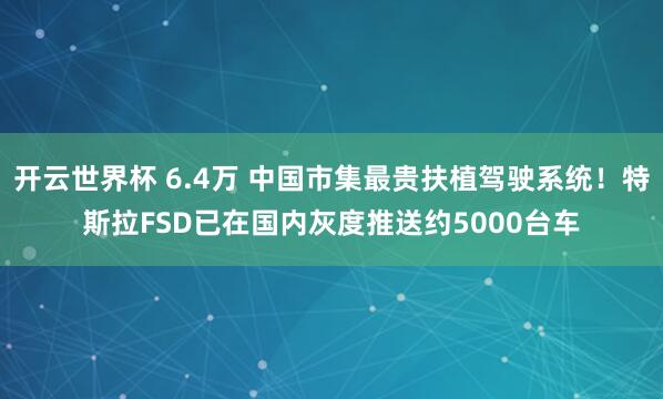 开云世界杯 6.4万 中国市集最贵扶植驾驶系统！特斯拉FSD已在国内灰度推送约5000台车