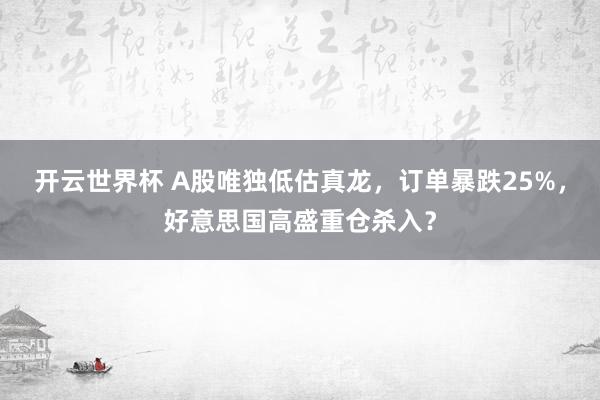 开云世界杯 A股唯独低估真龙，订单暴跌25%，好意思国高盛重仓杀入？