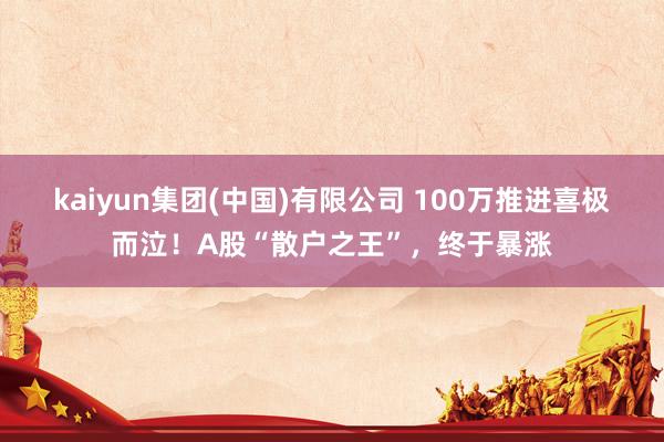 kaiyun集团(中国)有限公司 100万推进喜极而泣！A股“散户之王”，终于暴涨