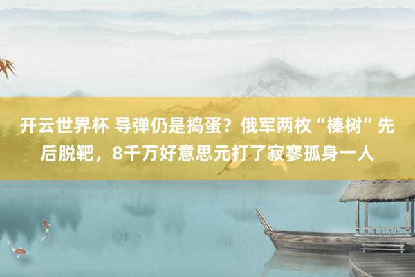 开云世界杯 导弹仍是捣蛋？俄军两枚“榛树”先后脱靶，8千万好意思元打了寂寥孤身一人