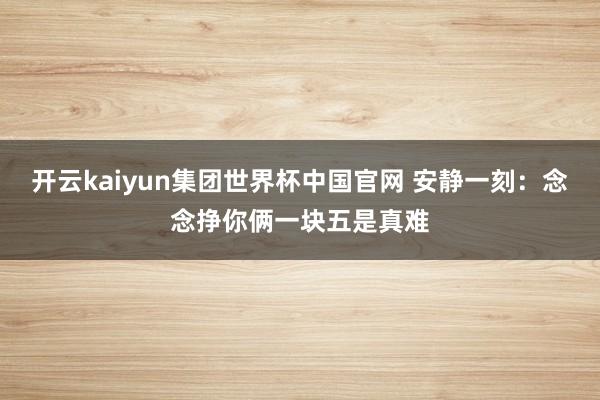 开云kaiyun集团世界杯中国官网 安静一刻：念念挣你俩一块五是真难