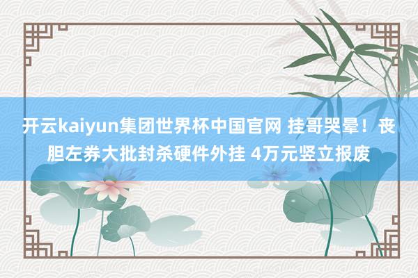 开云kaiyun集团世界杯中国官网 挂哥哭晕！丧胆左券大批封杀硬件外挂 4万元竖立报废