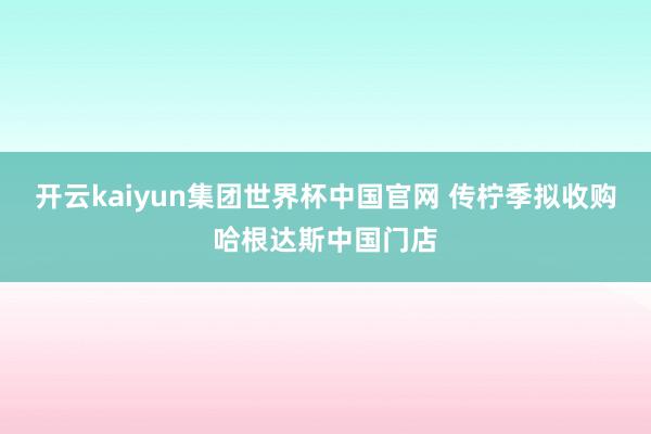 开云kaiyun集团世界杯中国官网 传柠季拟收购哈根达斯中国门店