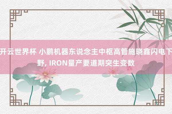 开云世界杯 小鹏机器东说念主中枢高管施晓鑫闪电下野， IRON量产要道期突生变数