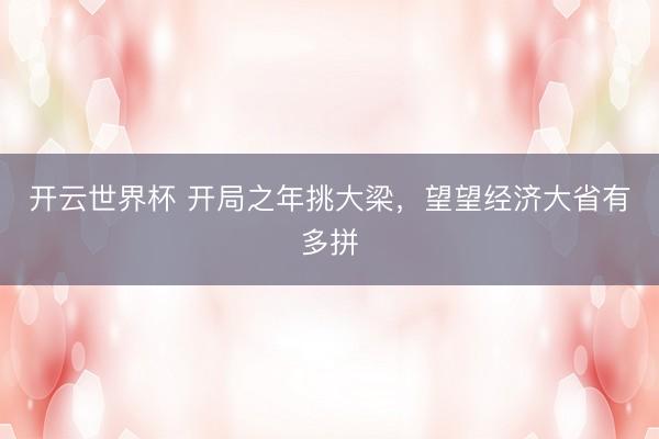 开云世界杯 开局之年挑大梁,望望经济大省有多拼