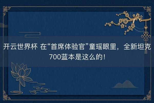 开云世界杯 在“首席体验官”童瑶眼里，全新坦克700蓝本是这么的！
