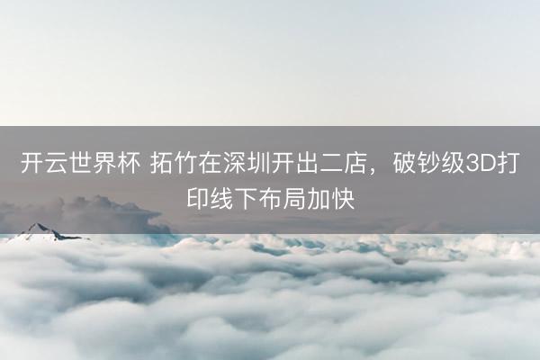 开云世界杯 拓竹在深圳开出二店，破钞级3D打印线下布局加快