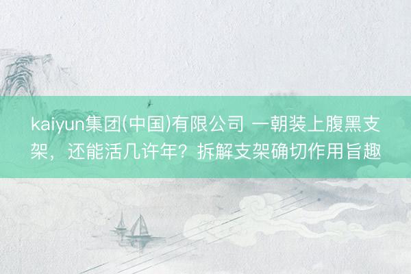 kaiyun集团(中国)有限公司 一朝装上腹黑支架，还能活几许年？拆解支架确切作用旨趣